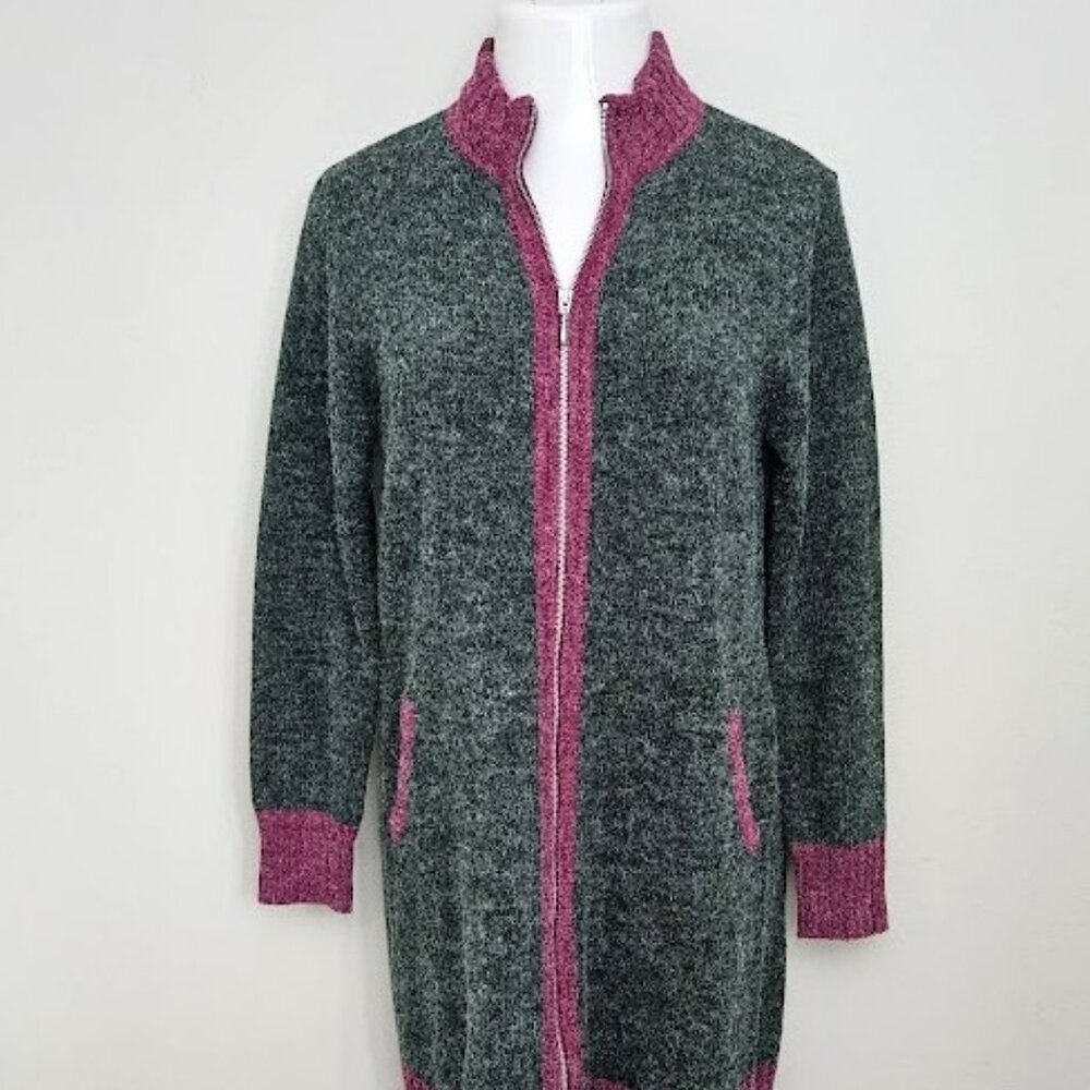 Linea Leisure by Louis Dell'Olio Sprucegreen & Fuchsia Cardigan Sweater XS